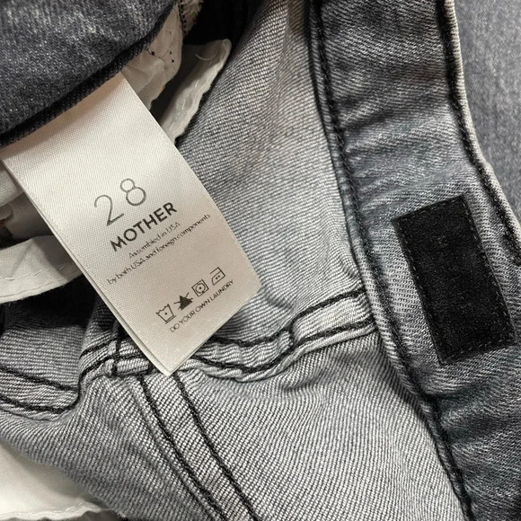 MOTHER The Swooner Ankle Zip Skinny Jeans Stretch Denim Static Light Grey Wash - Picture 4 of 15